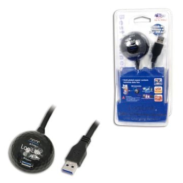 Logilink USB Kabel A -> A St/Bu 1.50m Verl. zwart met Standfuß