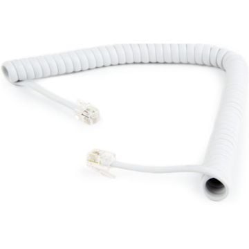 gembird Spiralkabel Telefonhörer, RJ10 (4P4C), 2 m, weiß
