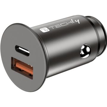 Techly Autoladegerät 5V 2p USB A USBC 38W