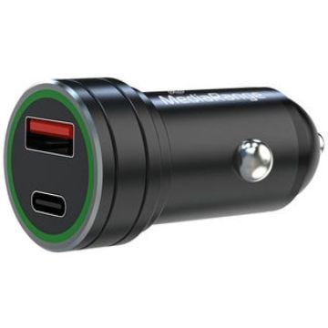 MediaRange Kfz-Ladegerät 1xUSB-A u.1xUSB-C schw. Alu-Gehäuse