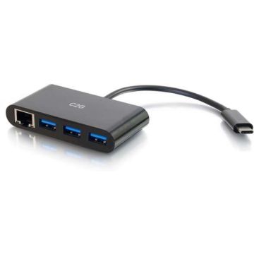 C2G USB C Ethernet and 3 Port USB Hub Black - Hub
