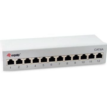 Equip Patchpanel 12x RJ45 Cat6A 19" FTP 1HE Premium helder grijs