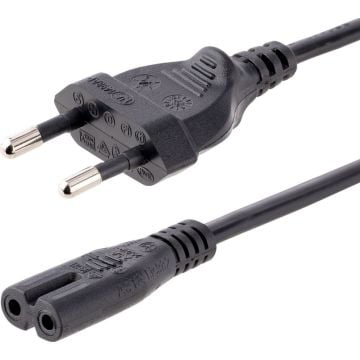 StarTech.com 3m (10ft) Laptop Power Cord, EU Plug to C7, 2.5A 250V, 18AWG, Notebook  Laptop Replacement AC Power Cord, PrinterPower Brick Cord, Europlug to IEC 60320 C7 - Laptop Charger Cable, Black (752E-3M-POWER-LEAD)