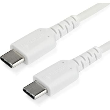 StarTech.com 2m USB C Lader Kabel, Rugged Fast Charge & Sync USB 2.0 naar USB Type C Laptop Laderkabel met TPE Aramidevezel Mantel, MM, 60W, Wit, Samsung S10 S20, iPad Pro, MS Surface (RUSB2CC2MW) - USB-kabel