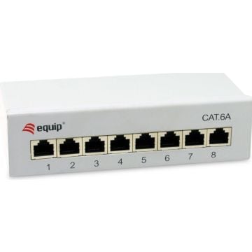 Equip Patchpanel 8x RJ45 Cat6A 19" FTP 1HE Premium helder grijs