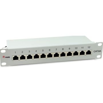 Equip Patchpanel 12x RJ45 Cat6A 10" FTP 1HE Premium helder grijs