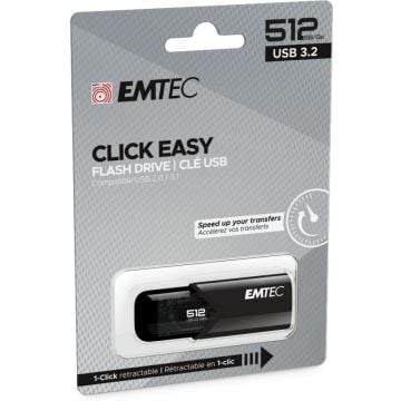 EMTEC USB-Stick 512GB B110 USB 3.2 Click Easy zwart