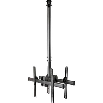 StarTech.com Dual Plafond TV Beugel, Dual Back-to-Back TV Ophangbeugel, Verstelbare Telescopische Verticale Arm (1m tot 1,5m), KantelenZwenkenRoteren, VESA Beugel voor 32"-75" Schermen (FPCEILBTB) - Haakje