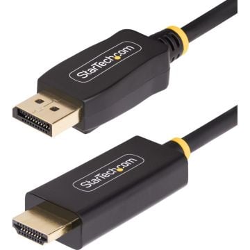 StarTech.com 6.6ft (2m) DisplayPort to HDMI Adapter Cable, 4K 60Hz with HDR, DP to HDMI 2.0b, Active Video Converter, DisplayPort Desktop to HDMI Monitor, MM - DisplayPort to HDMI Cord (6F-DP-HDMI-4K60-HDR)