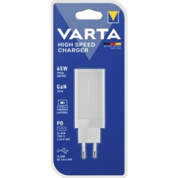 Varta Ladegerät High Speed Charger 65W 2x USB-C 1x USB-A