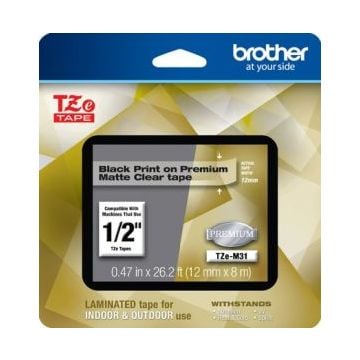 Brother TZe-M31 - Zwarte opdruk op premium mat doorzichtig