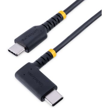 StarTech.com 3ft (1m) USB C Charging Cable Right Angle, 60W PD 3A, Heavy Duty Fast Charge USB-C Cable, USB 2.0 Type-C, Durable and Rugged Aramid Fiber, S20iPadPixel - High Quality USB Charging Cord (R2CCR-1M-USB-CABLE)