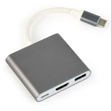gembird USB-Type-C-Mehrfachadapter Spacegrau