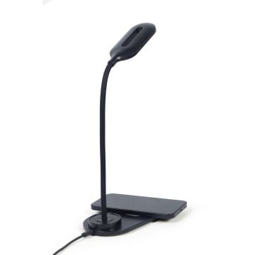 gembird Schreibtischlampe met kabellosem Lader, zwart.