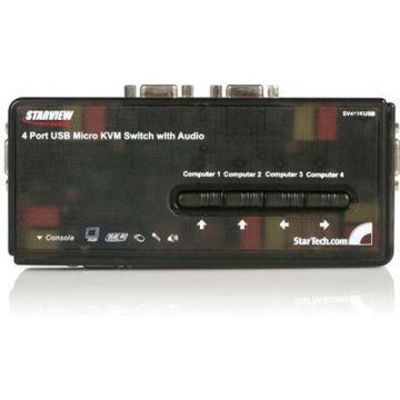 StarTech.com 4-poort USB KVM-switch Zwart met Audio en Bekabeling - KVM / audioschakelaar