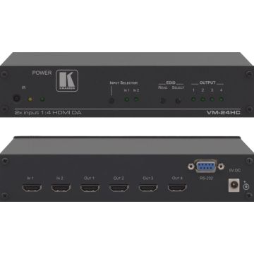 Kramer VM-24HC 2x1:4 HDMI Switcher & Distribution Amplifier - Videoaudiosplitser