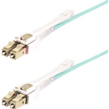 StarTech.com 10m (30ft) LC to LC (UPC) OM4 Multimode Fiber Optic Cable wPush Pull Tabs, 50125µm, 100G Networks, Bend Insensitive, Low Insertion Loss - LSZH Fiber Patch Cord (450FBLCLC10PP)