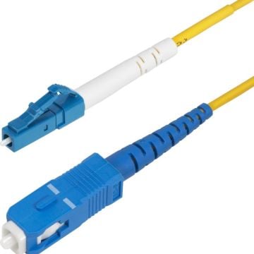 StarTech.com 1m (3.3ft) LC to SC (UPC) OS2 Single Mode Simplex Fiber Optic Cable, 9125µm, Laser Optimized, 40G100G, Bend Insensitive, Low Insertion Loss - LSZH Fiber Patch Cord (SPSMLCSC-OS2-1M)