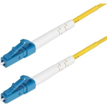StarTech.com 2m (6.6ft) LC to LC (UPC) OS2 Single Mode Simplex Fiber Optic Cable, 9125µm, Laser Optimized, 40G100G, Bend Insensitive, Low Insertion Loss - LSZH Fiber Patch Cord (SPSMLCLC-OS2-2M)