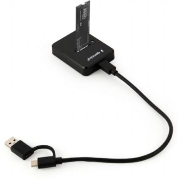 gembird Desktop-USB-Type-C-M.2-SATA- Dockingstation, zwart.