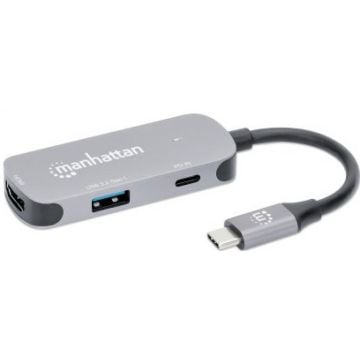 MANHATTAN USB-C auf HDMI 3-in-1 Docking-Konverter mit PD